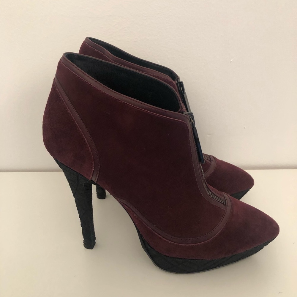 Hot burgundy Burberry heels